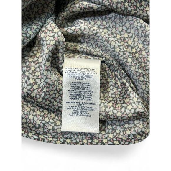 Chaps Women's Floral Boho Blouse Pullover Bell Sleeves Blue Patterned XL - Picture 5 of 8